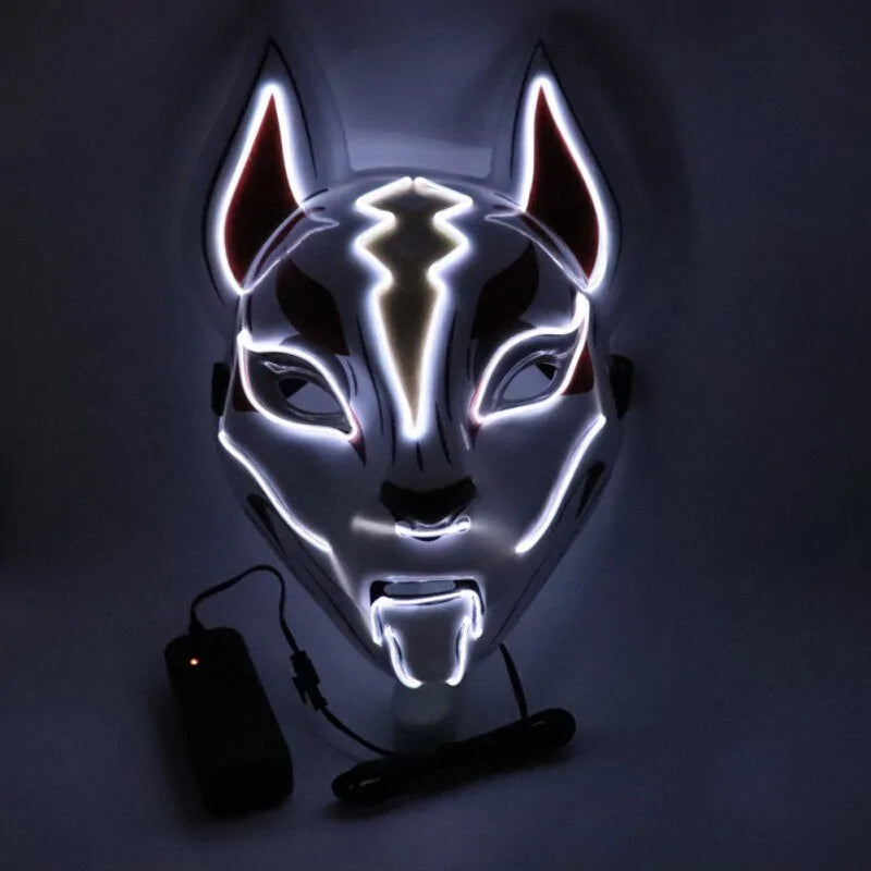 Neon LED Luminous Joker Mask with EL Wire - Halloween Carnival Costume Prop