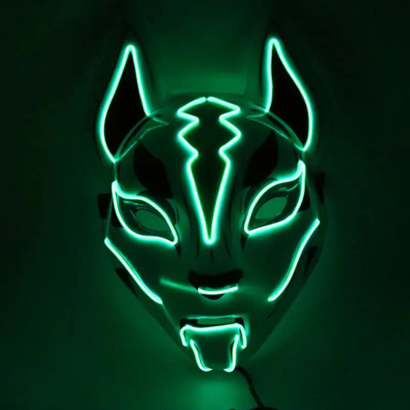 Neon LED Luminous Joker Mask with EL Wire - Halloween Carnival Costume Prop