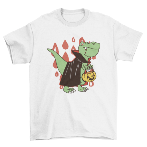 T-rex vampire dinosaur with  Halloween costume t-shirt