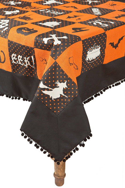 XD15834 Halloween Patchwork Tablecloth, 50"x50"