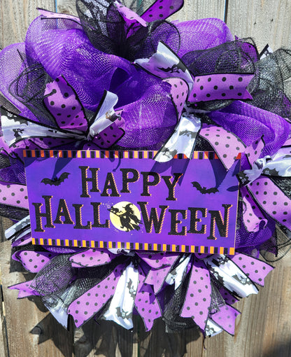 Happy Halloween Witch Deco Mesh Wreath