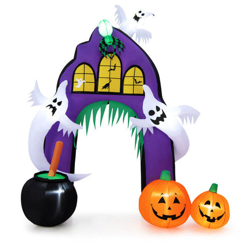 9 Feet Tall Halloween Inflatable Castle Archway Decor with Spider