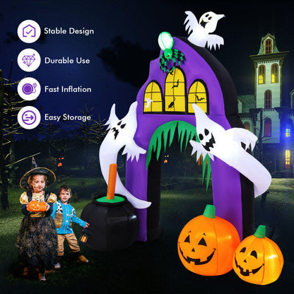 9 Feet Tall Halloween Inflatable Castle Archway Decor with Spider