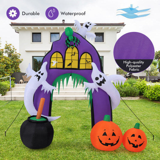 9 Feet Tall Halloween Inflatable Castle Archway Decor with Spider