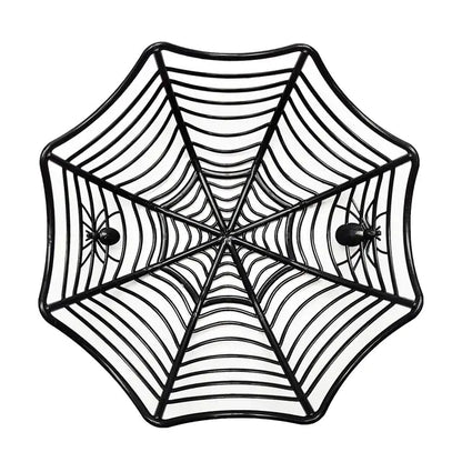 Halloween Candy Basket: Black Orange Spider Web Design for Trick or Treat Decoration