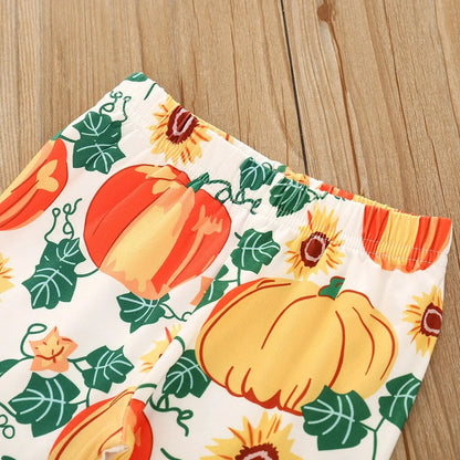 Toddler Halloween Pumpkin Print Dress Set